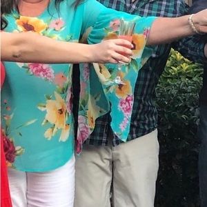 COPY - ESPRESSA turquoise 1x sheer blouse